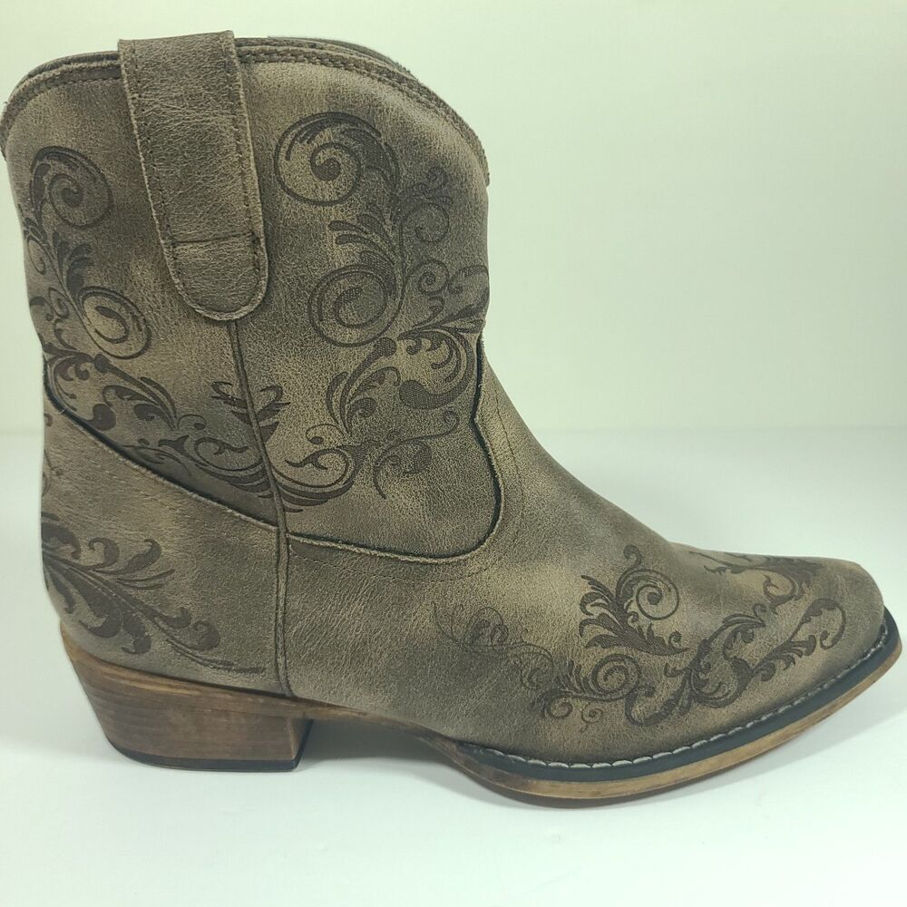 Roper Short Stuff Womens Size 11 Western Boots Ankle Booties Brown Side Zip EUC - Picture 2 of 16